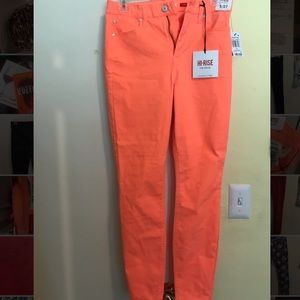 High Rise Celebrity Pink Pants in Neon Orange